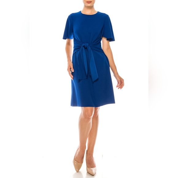 Donna Morgan Short Flutter Sleeve A-Line Dress - Picture 1 of 5